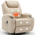 Recliner Chair with Massage and Heat, 360° Swivel Rocking Chairs for Adults, Remote Control and Cup Holder