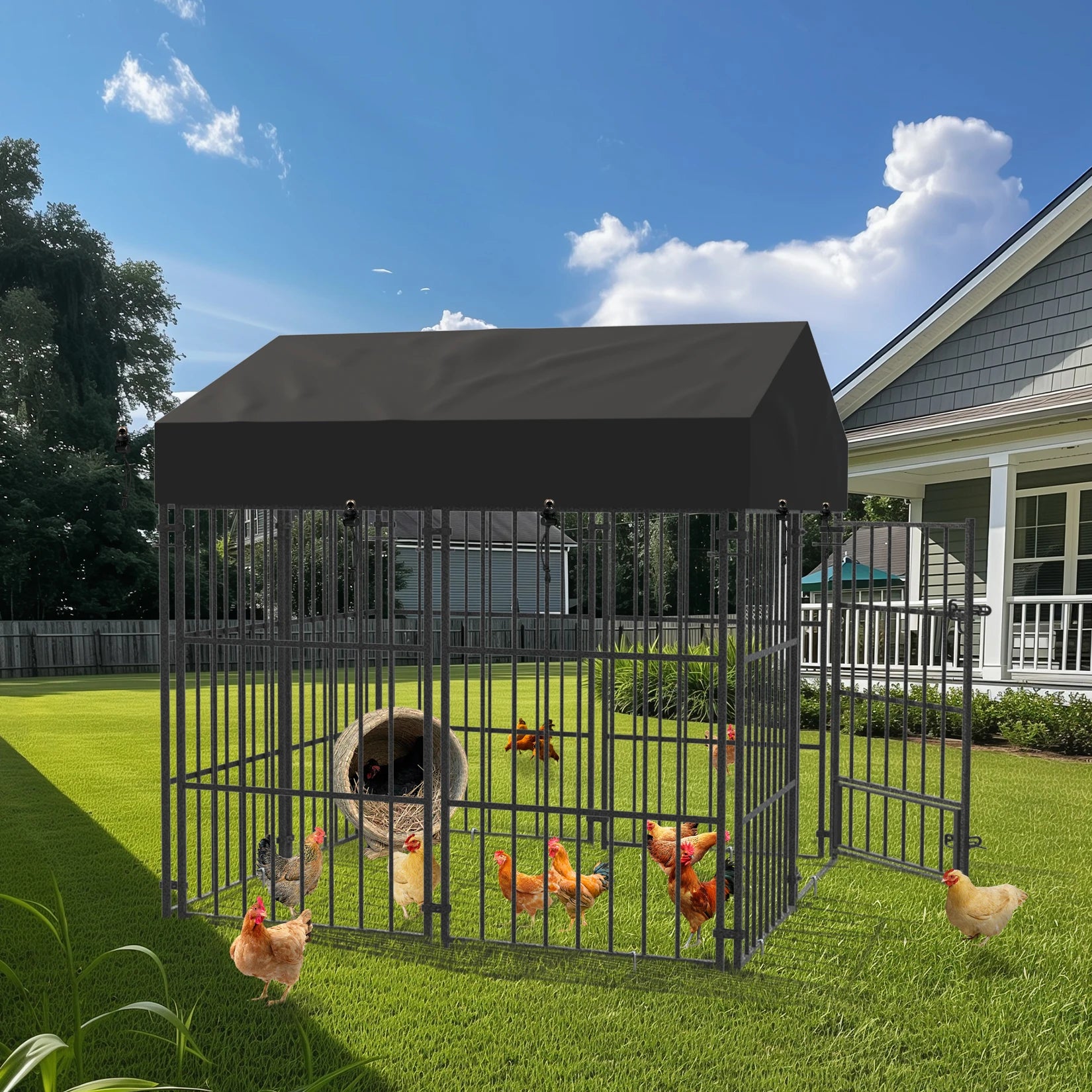 Luxury Outdoor Dog Kennel with Roof