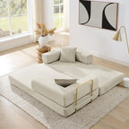 Convertible Sofa Bed, Modern Fold-Out Couch with Removable Backrest