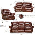 Cambridge Telluride 3 Piece Indoor Furniture Set with Deep Seating Double Reclining Sofa, Console Loveseat, and Rocker Recliner