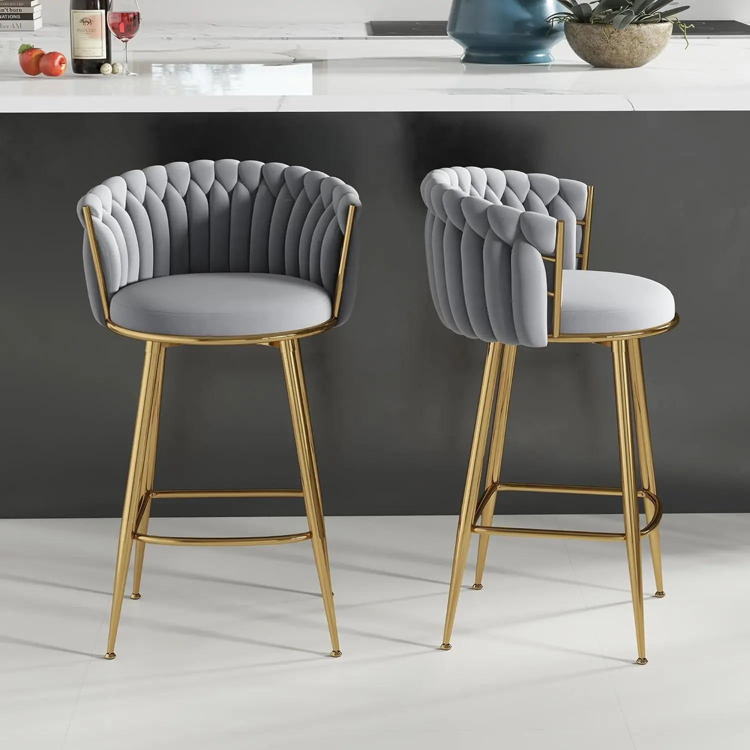27″ Counter Stools with Upholstered Backrest
