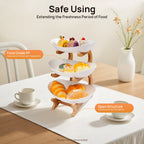 3-Tier Plate Rack W/ Bamboo Wood Stand