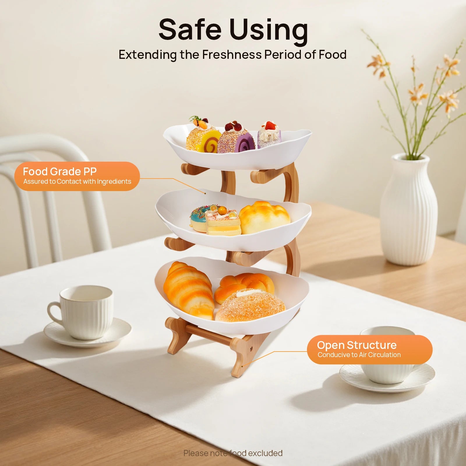 3-Tier Plate Rack W/ Bamboo Wood Stand