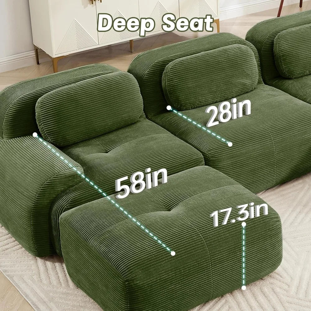 L-Shaped Inch Modular Sectional Sofa, 3-Seat