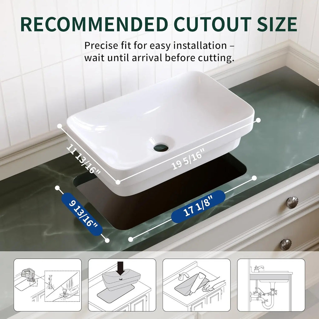 Semi-Recessed Modern Bathroom Basin with Easy Installation