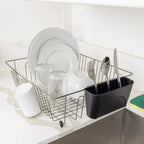 Large Wire Drying Rack with Cutlery Cup, Rust Resistant Metal