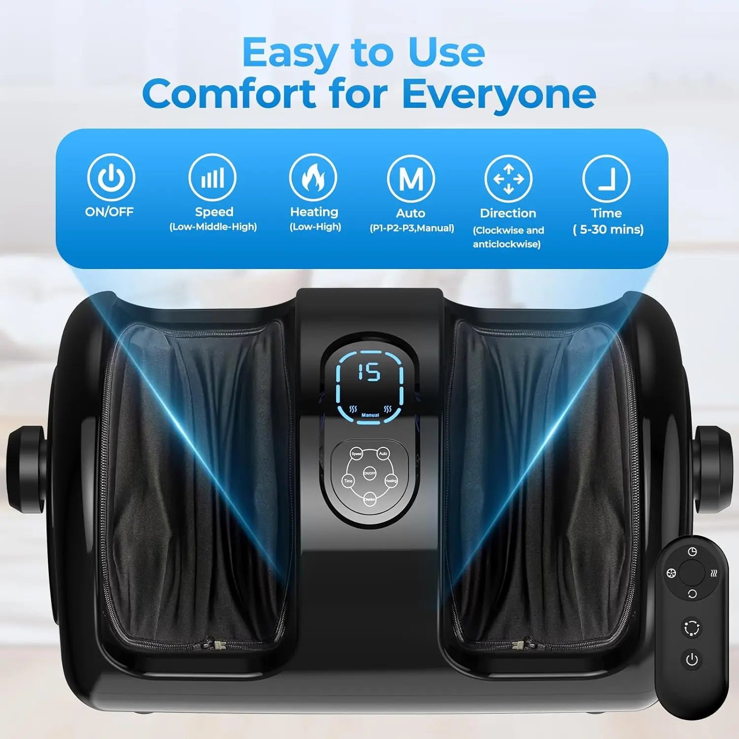 Electric Foot Calf Massager  3 Levels Deep Tissue Washable Cover Hot Compress