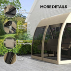3-Seat Outdoor Porch Swing Bed with Convertible Backrest Cushion Canopy