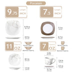 30-Piece Porcelain Ceramic Kitchen Dinner Plate Set with 6pcs Dessert Plates/Soup Plates/Dinner Plates/Cups/Saucers