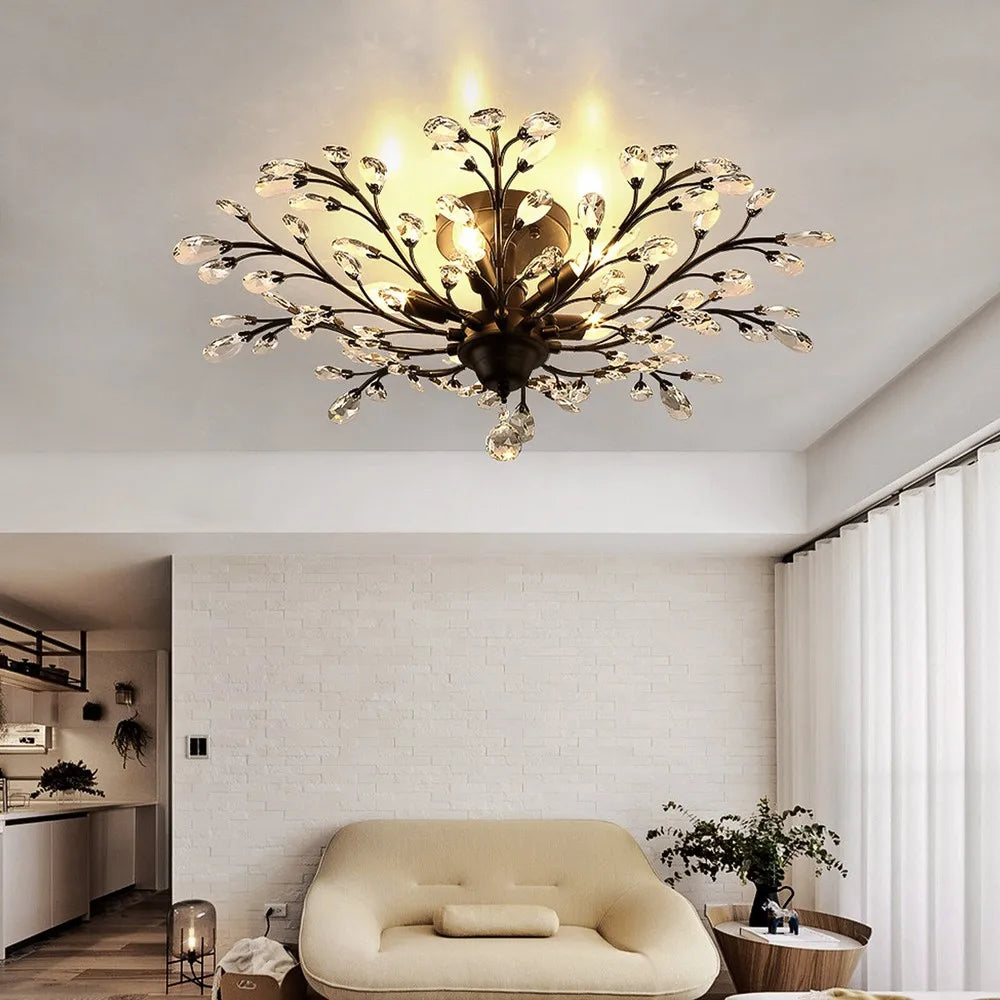 5-Lights Crystal Chandelier Light Branches Ceiling Pendant Lamp