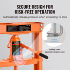 Hydraulic Shop Press 6/12T H-Frame Adjustable Hydraulic Floor Press w/ Plates Heavy Duty