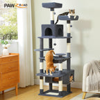 Large Cat Tree and Tower for Indoor Cats With Sisal-Covered Scratching Posts Spacious Hammock Padded Perches
