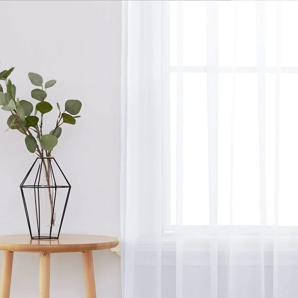 1pc Modern Solid Colour Sheer Curtain