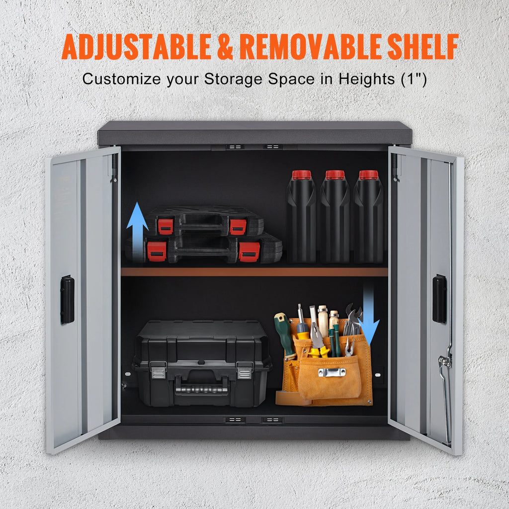 Wall Cabinet Metal Garage Locker Mounted Tool Chest Adjustable Shelf