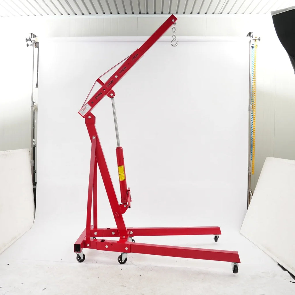 2 Ton Foldable Shop Crane & Hoist | Hydraulic Lift for Engine, Transmission & Axle | Max 6.89ft Height, Heavy Duty Steel Trolley