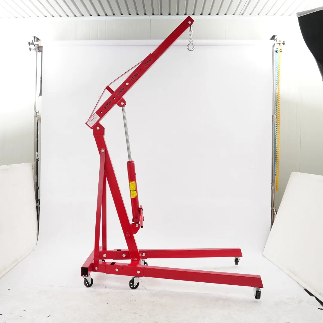 2 Ton Foldable Shop Crane & Hoist | Hydraulic Lift for Engine, Transmission & Axle | Max 6.89ft Height, Heavy Duty Steel Trolley