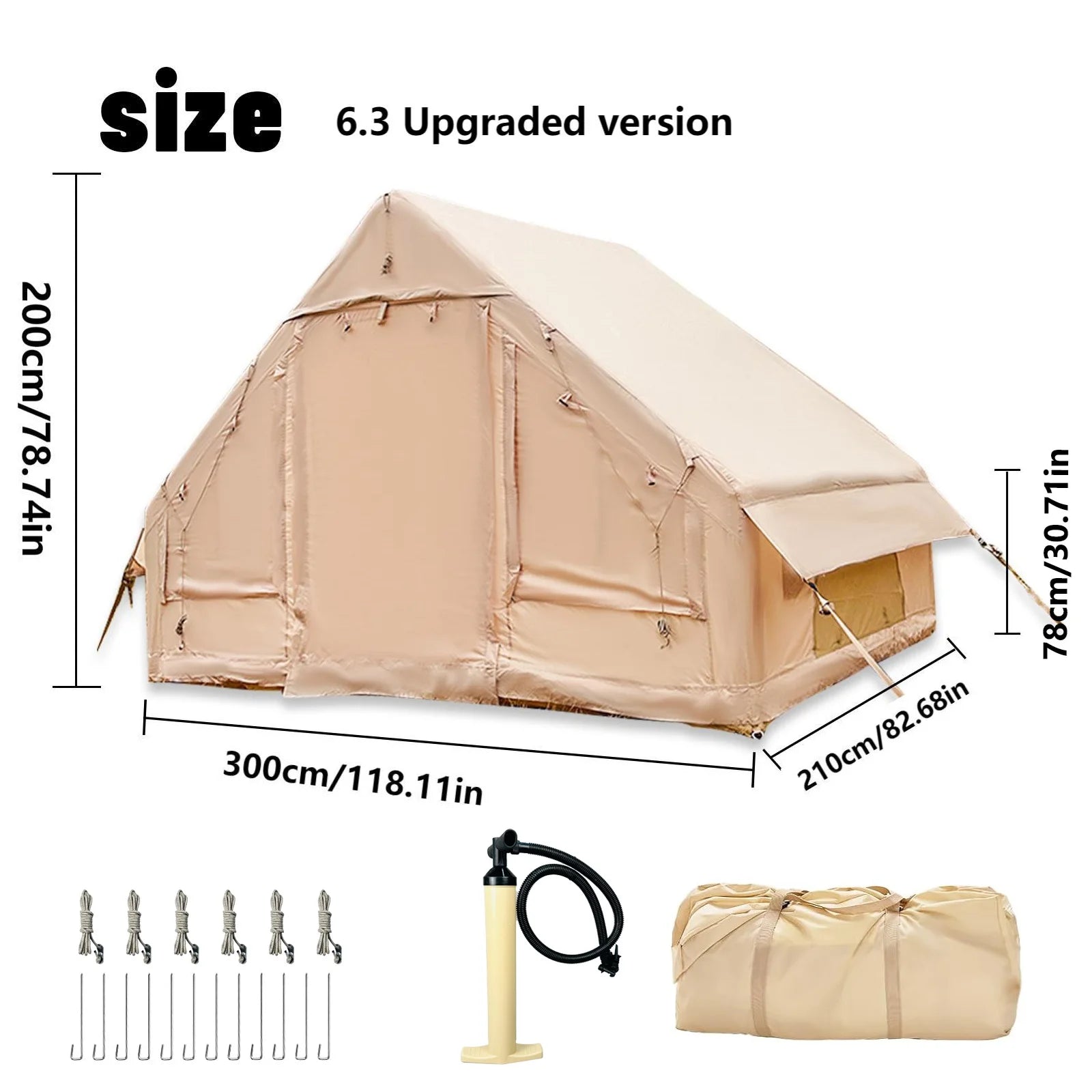 Inflatable Tent With Skylight, Pump, 4-6 Person Outdoor Family Luxury Tent