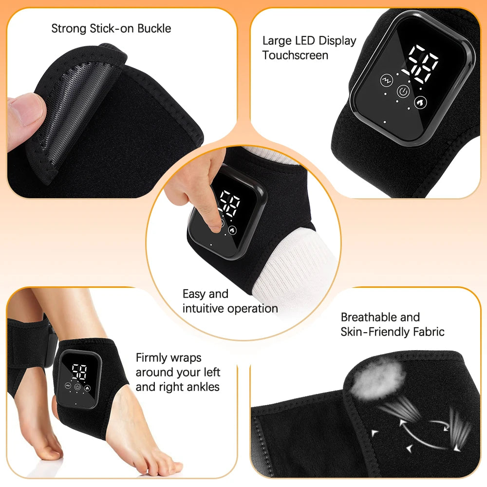 Electric Heating Ankle Guard 3 Levels Hot Compress Vibration Massage