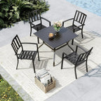 Outdoor Dining Set for 4, Patio Table and Chairs Set with Umbrella Hole