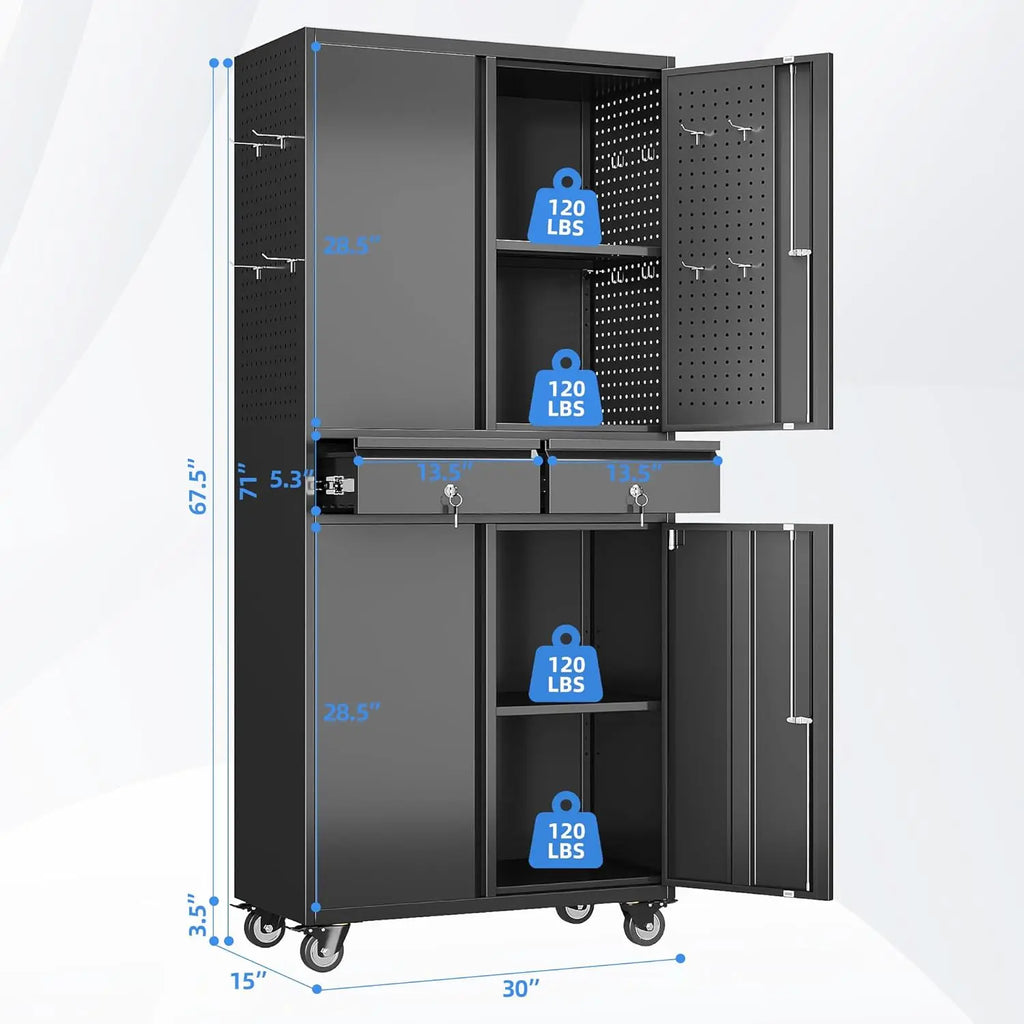 Metal Garage Storage Cabinet with Locking and Adjustable Shelves