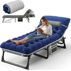4-Position Folding Camping Bed Hold up 330lbs, With Mattress