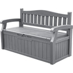 Devoko 80 Gallon Lockable Storage Bench Deck Box, Outdoor Seating & Patio Furniture Storage for Cushions & Garden Tools, Black