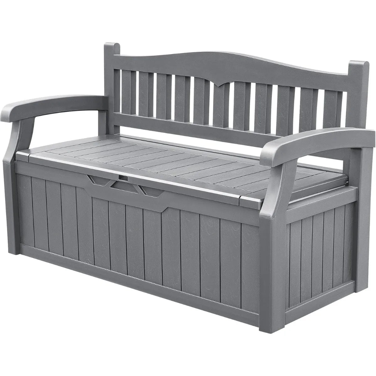 Devoko 80 Gallon Lockable Storage Bench Deck Box, Outdoor Seating & Patio Furniture Storage for Cushions & Garden Tools, Black