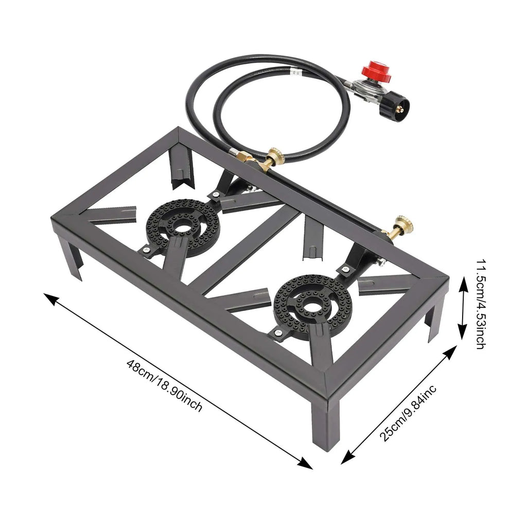 8000W Dual Burner Cast Iron Gas Camping Stove Portable for Outdoor Camping