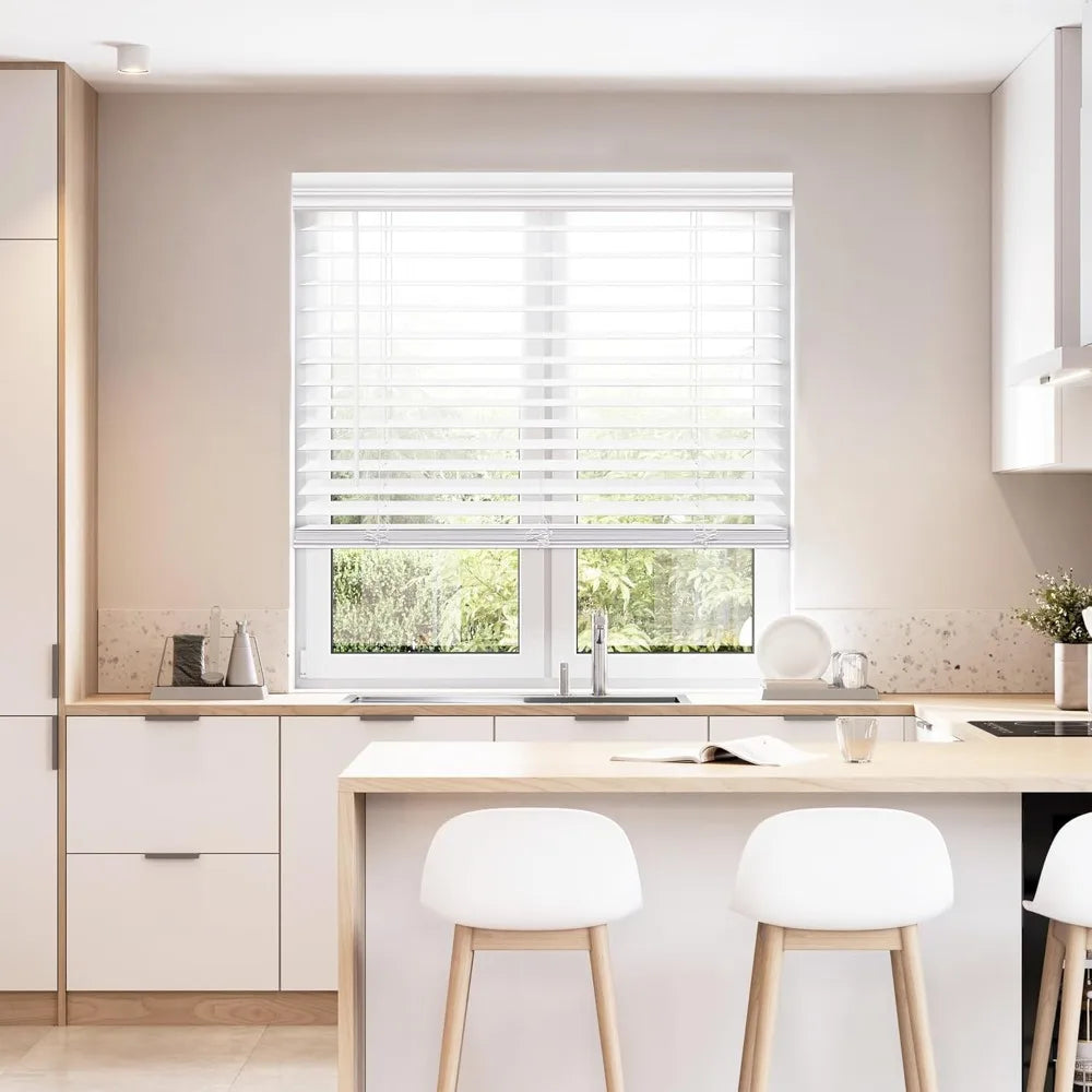 2-Inch Cordless Faux Wood Blinds, 20.75" W x 64" H