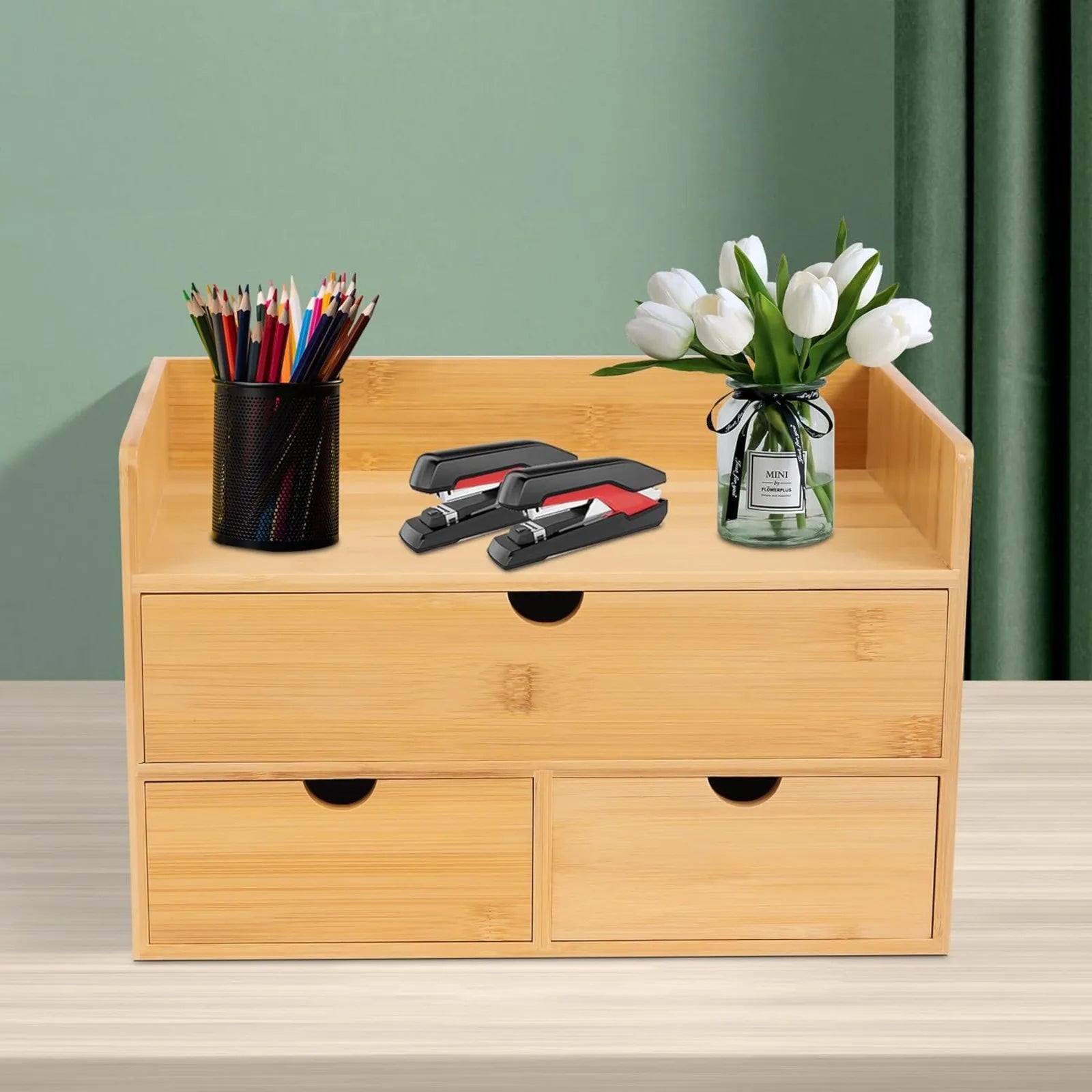 Mini-Tabletop Craft Box Cosmetic Storage Drawer with Handle