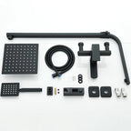 Luxury Bathroom Shower Faucet Wall Mounted Swivel Spout Shower Set Square Rainfall Water Tap Mixer System Hot Cold Taps