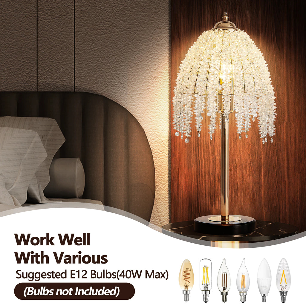 Elegant Crystal Table Lamp Vintage Waterfall Design