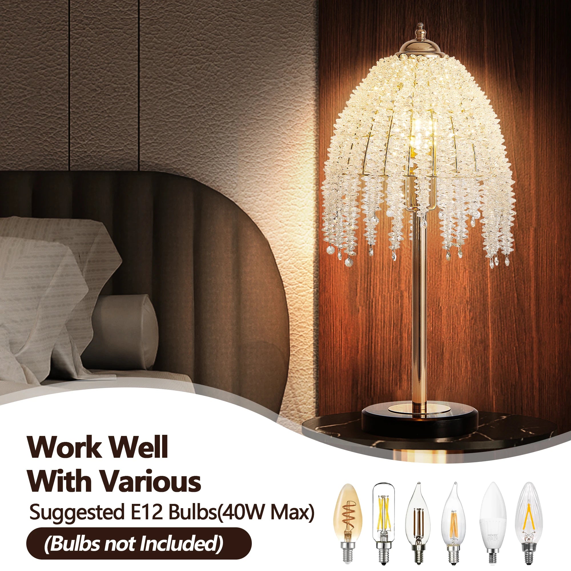 Elegant Crystal Table Lamp Vintage Waterfall Design