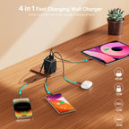 4 in 1 45W Fast Charging Retractable Wall Charger with Dual USB C Cables