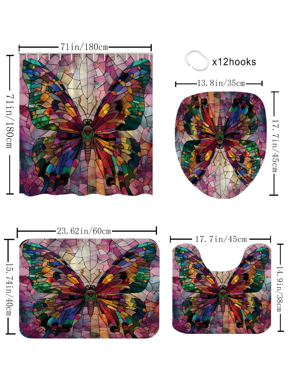Colorful Butterfly Bathroom Four-piece Set