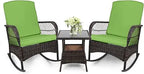 3 pcs Rocking Bistro Set for Porch Lawn Garden Backyard Deck