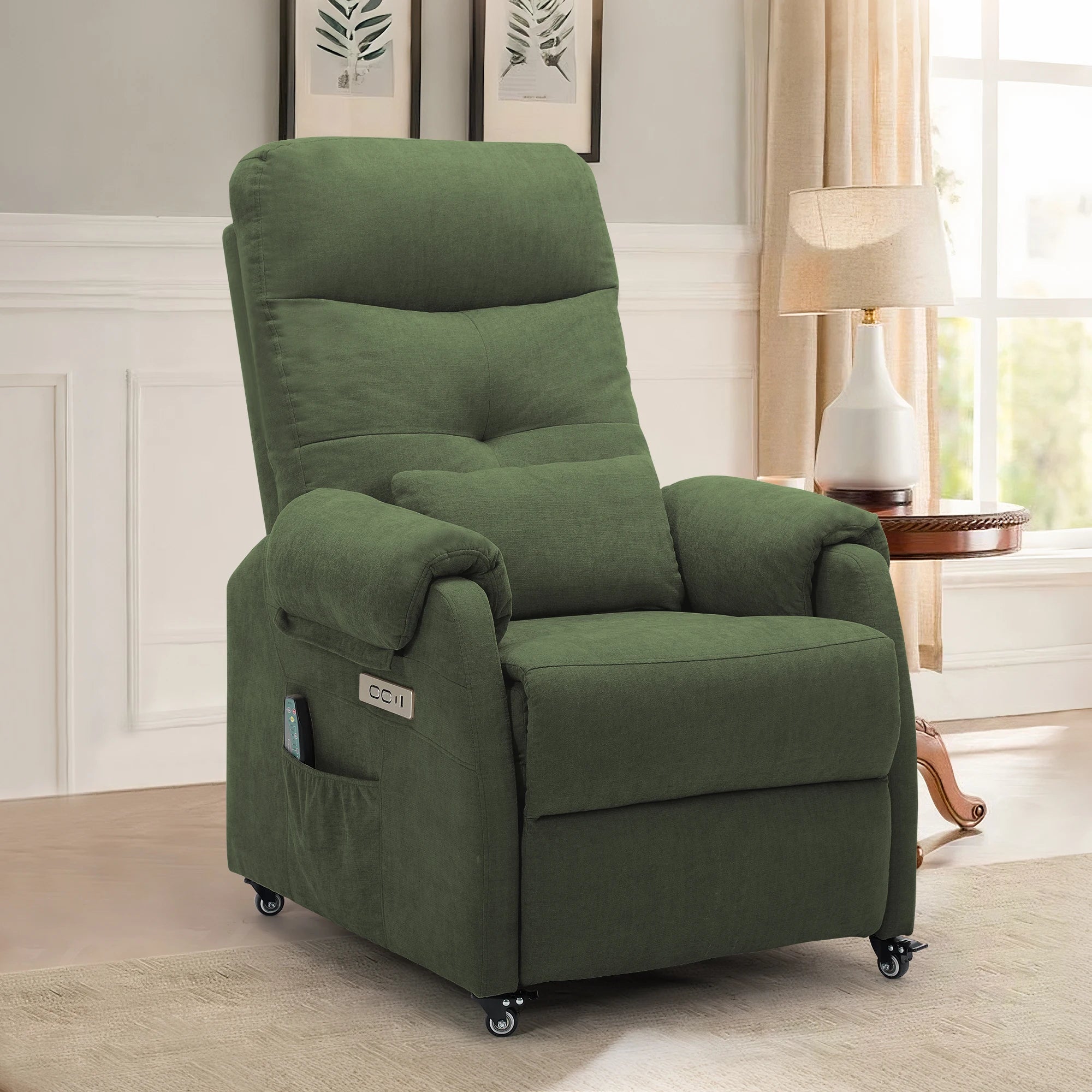Power Small Recliner Chair for Small Spaces with Wheels and USB Ports
