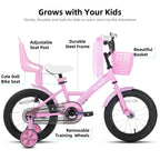 Ages 3-10 Years, Girls' Bikes with Training Wheels, Streamers, Basket and Doll Seat