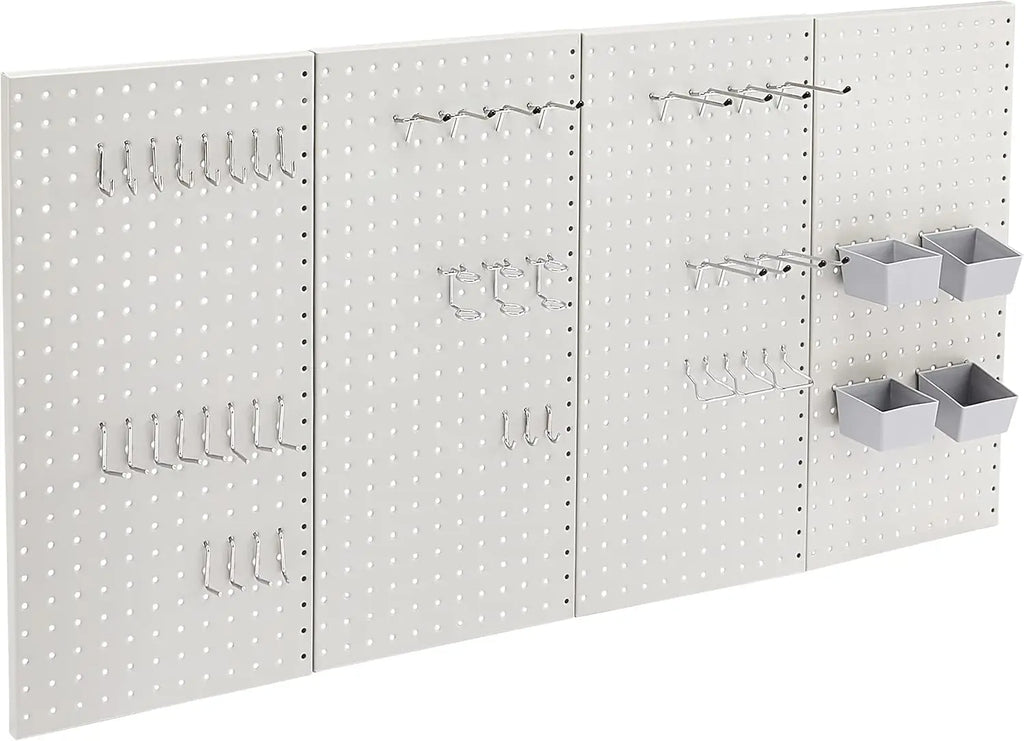 48-Piece Gray Metal Pegboard Kit for Wall Storage, Rust & Scratch Resistant