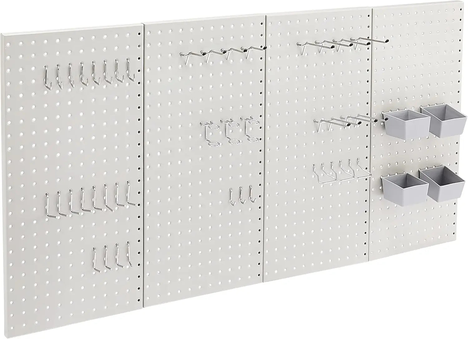 48-Piece Gray Metal Pegboard Kit for Wall Storage, Rust & Scratch Resistant