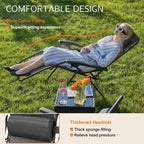 Zero Gravity Portable Recliner Camping Patio Lounge Chair with Cup Holder Trays Adjustable Pillow