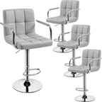 Adjustable Swivel Bar Stools Set of 2, Hydraulic Counter Height with Armrest & Back, PU Leather for Kitchen & Bar