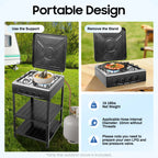 4 Burners Gas Stove Propane Removable Smokeless Barbecue Grill Portable BBQ Grill w/Movable Storage Bracket
