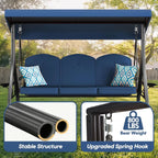 3 Seat Outdoor Porch Patio Swing with Stand 800lbs, 2-in-1 Convertible Swing Bed