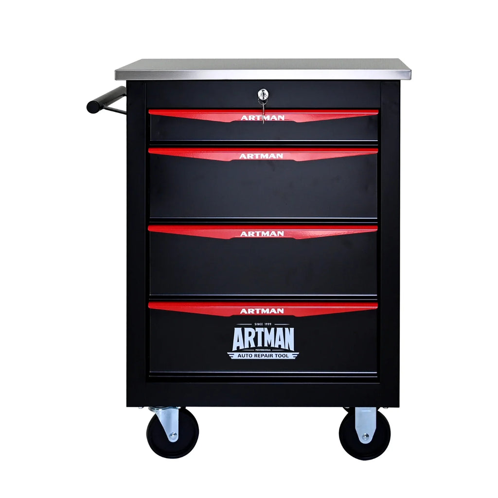 4 Drawer Rolling Tool Box Hardware Storage Tool Cabinet, Heavy Duty Steel Metal Cart, Lockable, Garage Storage, Tools Organizer