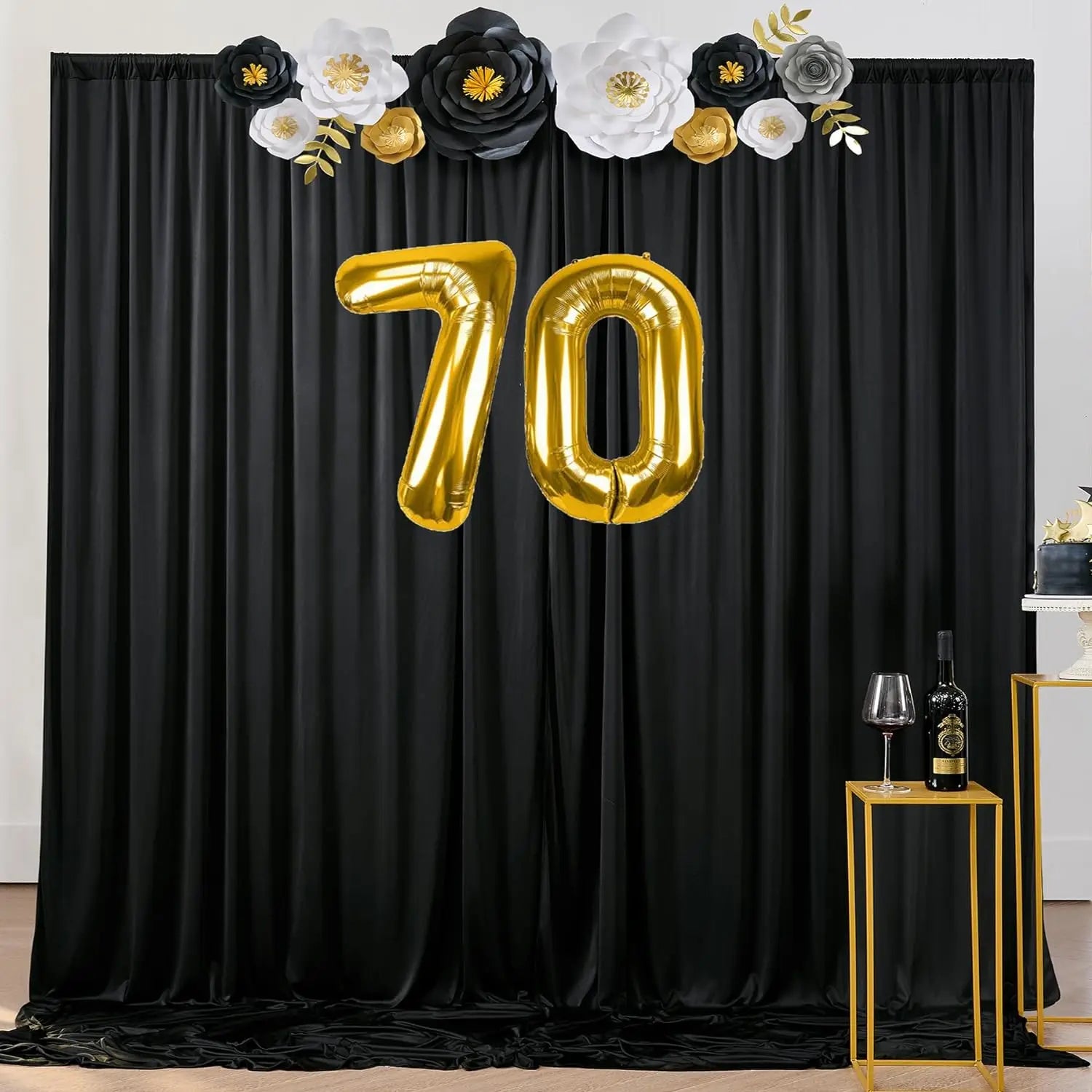 30ft x 10ft Black Backdrop Curtains