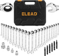 33-Piece Ratchet Wrench Set with SAE & Metric Sizes, 72-Tooth Gear, CR-V Steel, and Organizer Case for Mechanics & DIY