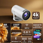 Smart projector with Android 11 system, Wi-Fi 6/Bluetooth 5.2, suitable for movie streaming and enhanced gaming experience