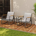 3 Piece Rocking Bistro Set With Coffee Table For Lawn, Garden,