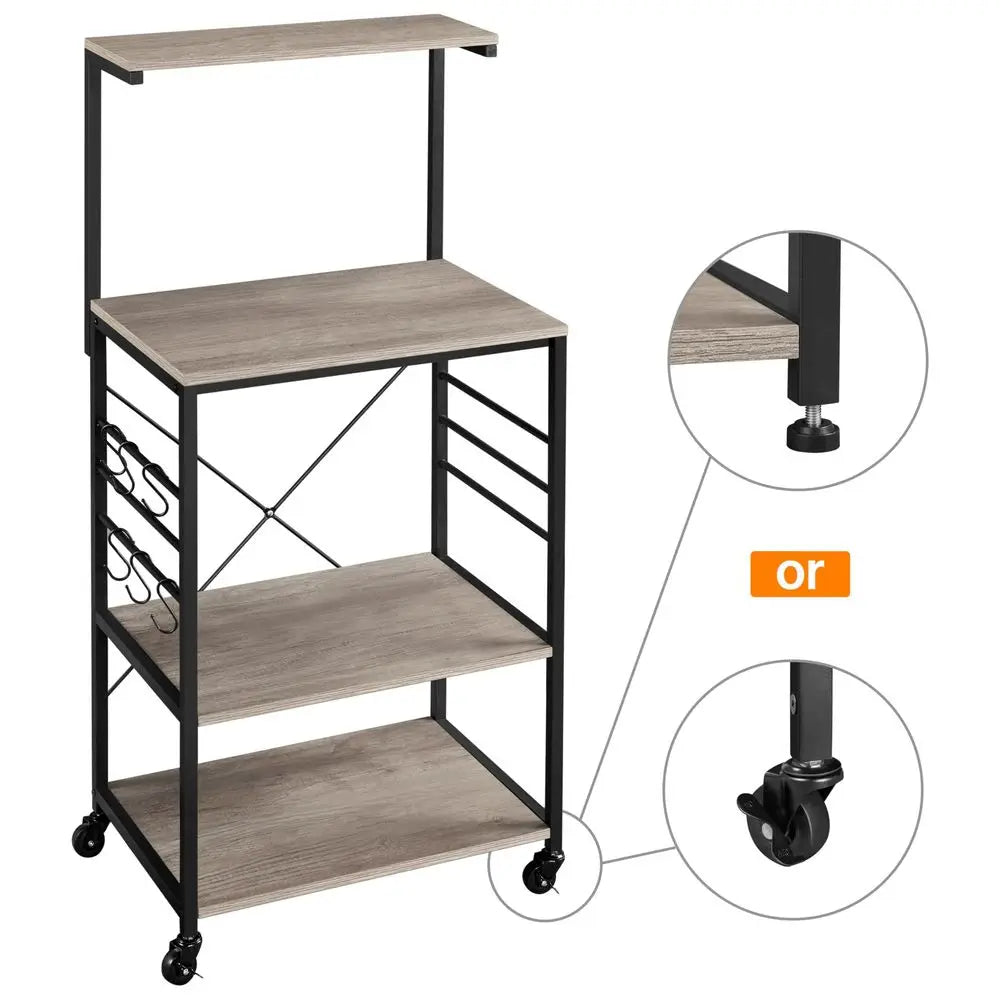 Kitchen Bakers Rack on Wheels16D x 24W x 50H Inches